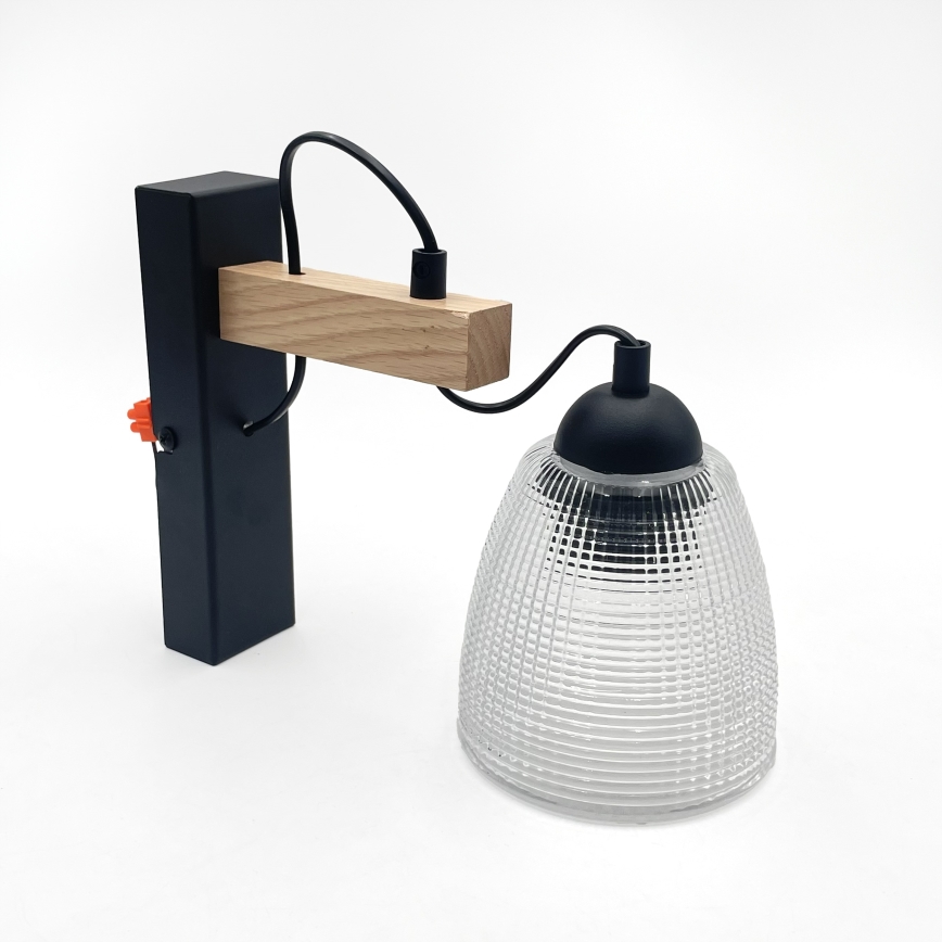 Aplique de parede LEANDRA 1xE27/15W/230V carvalho/preto