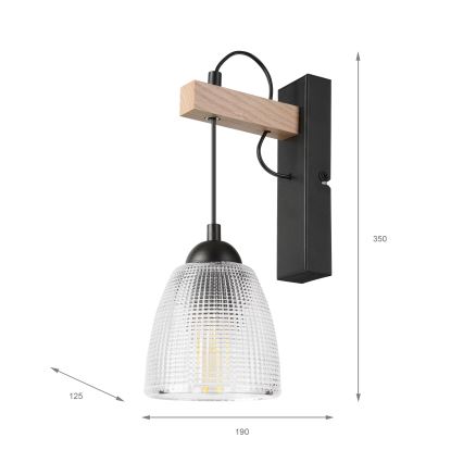 Aplique de parede LEANDRA 1xE27/15W/230V carvalho/preto