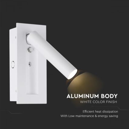 Aplique de parede LED/2W/230V 3000K branco