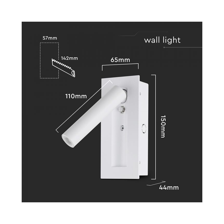 Aplique de parede LED/2W/230V 3000K branco