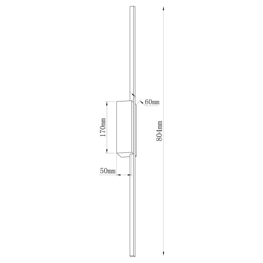Aplique de parede LED AISHA LED/12W/230V 4000K 80 cm preto