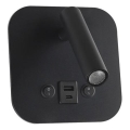 Aplique de parede LED com foco e porta USB LED/8W/230V 3000K preto