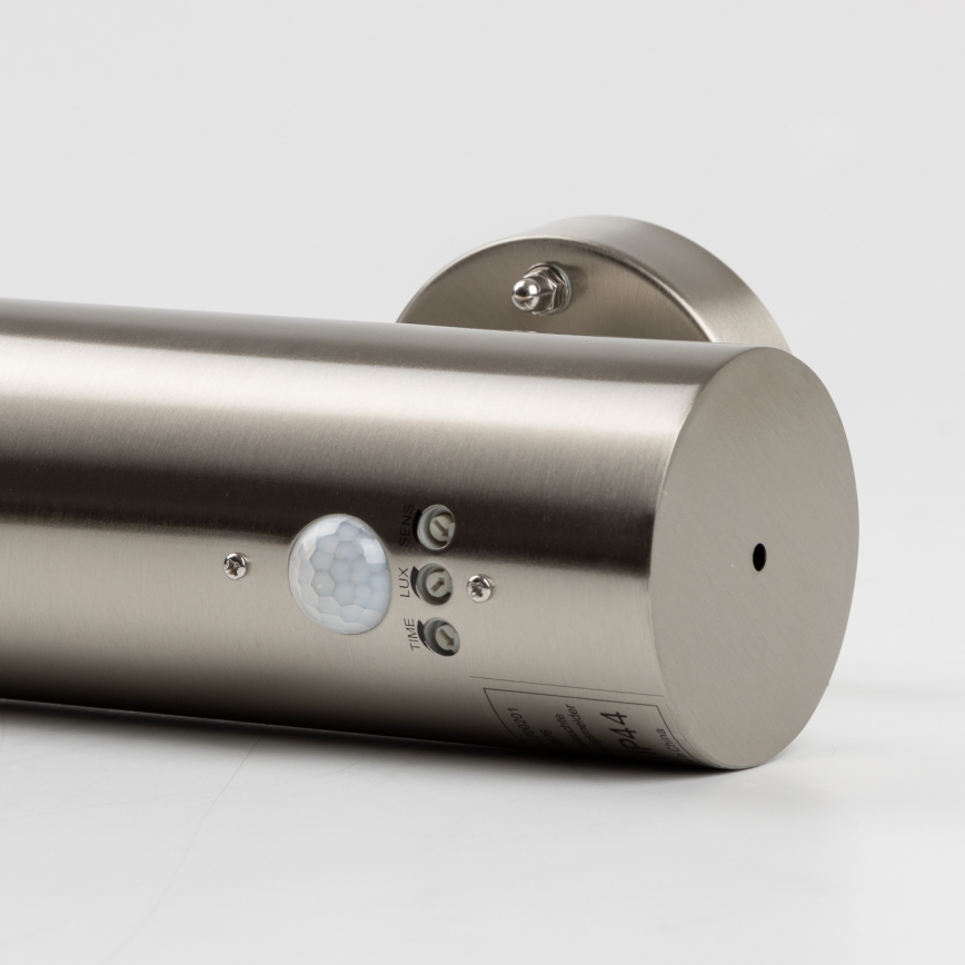 Aplique de parede LED para exterior com sensor de movimento 1xGU10/5W/230V IP44 cromo mate