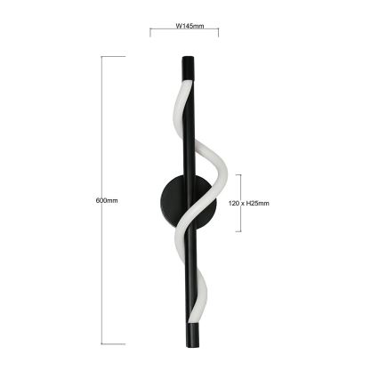 Aplique de parede LED MELECA LED/12W/230V 3000/4000/6000K preto