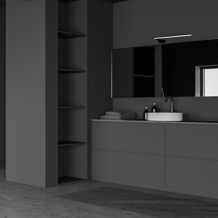 Aplique de parede LED para casa de banho SHINE LED/11W/230V 45 cm IP44 preto