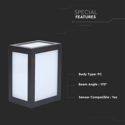 Aplique de parede LED para exterior/12W/230V 4000K IP65 preto
