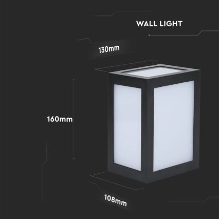 Aplique de parede LED para exterior/12W/230V 4000K IP65 preto