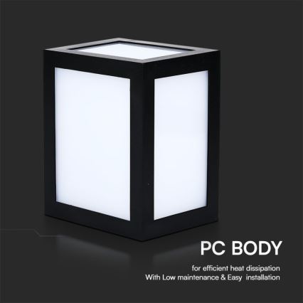 Aplique de parede LED para exterior 12W/230V 6400K IP65 preto