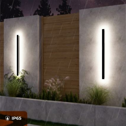 Aplique de parede LED para exterior 30W/230V 100 cm IP65 preto