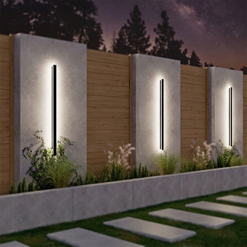 Aplique de parede LED para exterior 30W/230V 100 cm IP65 preto