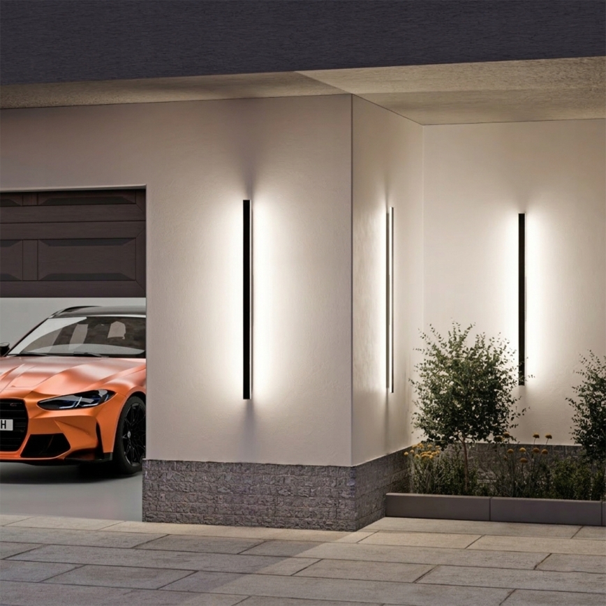 Aplique de parede LED para exterior 30W/230V 100 cm IP65 preto