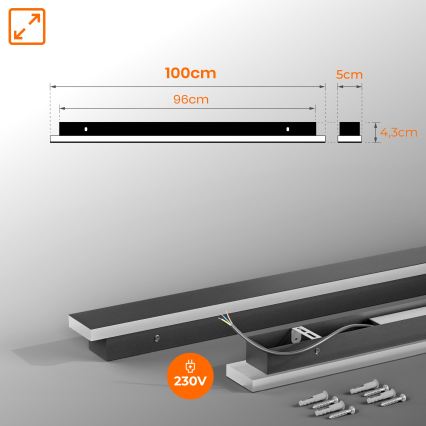 Aplique de parede LED para exterior 30W/230V 100 cm IP65 preto