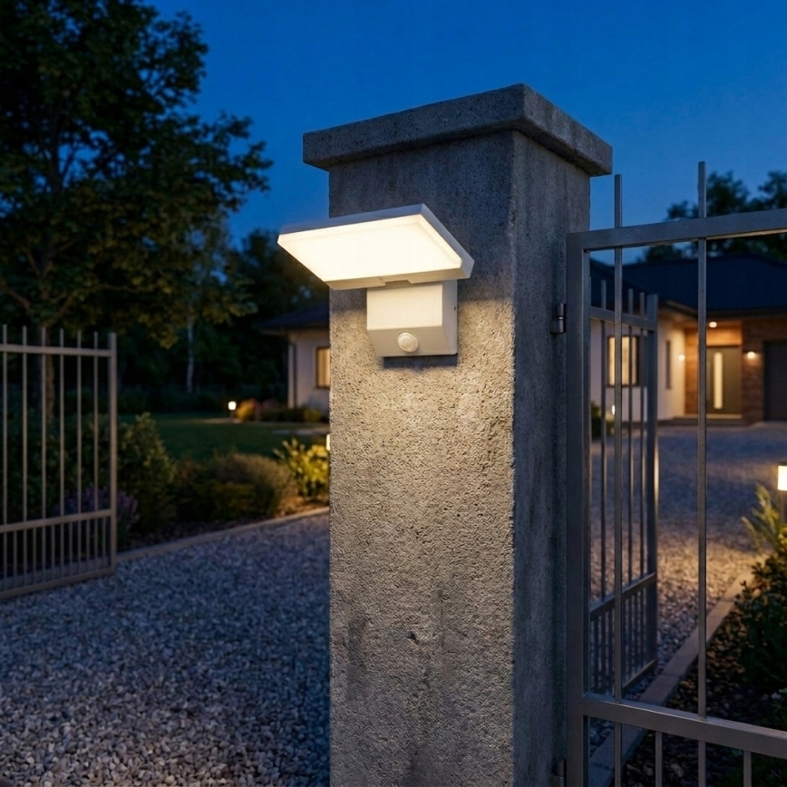 Aplique de parede exterior com sensor de movimento, LED/18W/230V, IP44, branco
