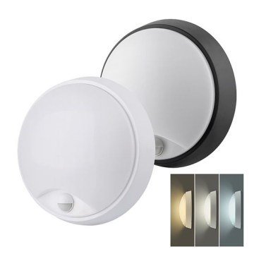 Aplique de parede LED para exterior com sensor 2 em 1, LED 20W, 230V, 3000/4000/6500K, IP65, Ø 22 cm