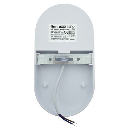 Aplique de parede LED para exterior com sensor de movimento, 18W, 230V, IP44, branco