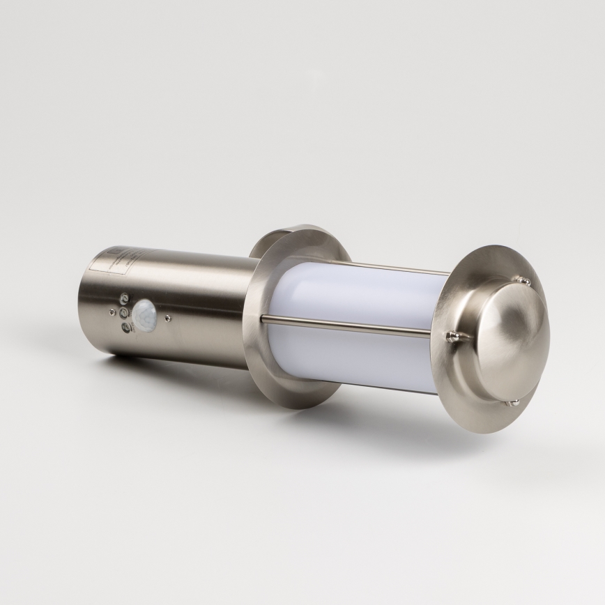 Arandela LED para exterior com sensor de movimento 1xE27/4,9W/230V IP44 cromo mate