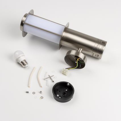 Arandela LED para exterior com sensor de movimento 1xE27/4,9W/230V IP44 cromo mate