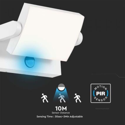 Aplique de parede LED para exterior com sensor LED/17W/230V 4000K IP65 branco