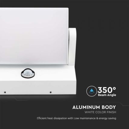 Aplique de parede LED para exterior com sensor LED/17W/230V 4000K IP65 branco