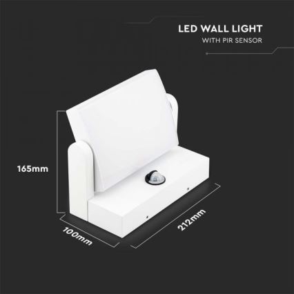 Aplique de parede LED para exterior com sensor LED/17W/230V 4000K IP65 branco