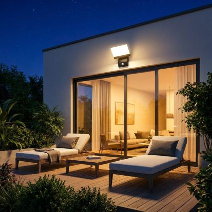 LED Aplique de parede exterior com sensor de movimento LED/18W/230V IP44 preto