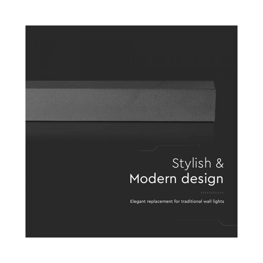 Aplique de parede LED para exterior LED/16W/230V 3000K IP65 101 cm preto