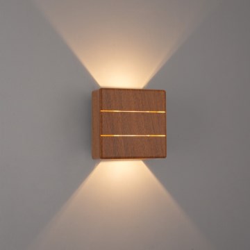 Aplique de parede LED para exterior LUXLINE – 6W/230V, 3000K, IP54, acabamento nogueira