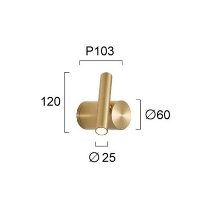 Aplique de parede LED regulável PLANET LED/4W/230V dourado