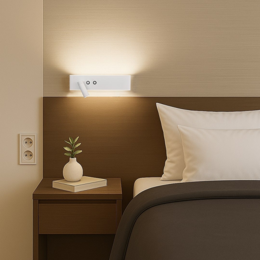 Aplique de parede LED RESORT 10W/230V + 3W LED, branco, esquerdo