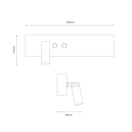 Aplique de parede LED RESORT 10W/230V + 3W LED, branco, esquerdo