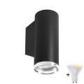 Aplique de parede LED RGBW dimerizável para casa de banho TURYN 1xGU10/6W/230V 3000K IP44 preto + controlo remoto