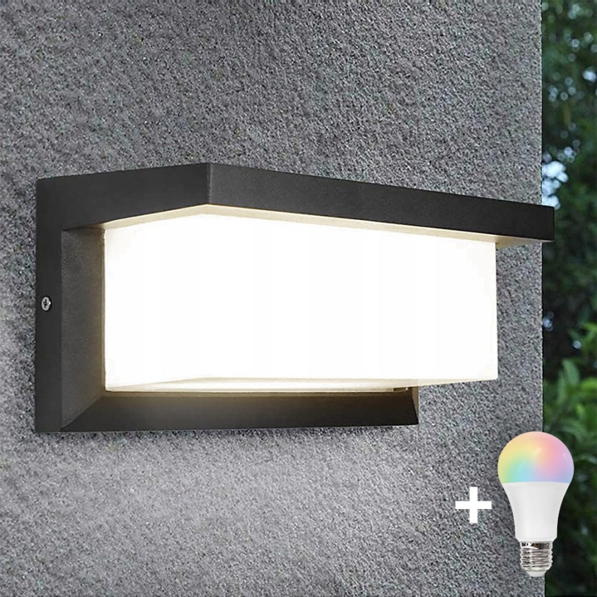 Aplique de parede LED RGBW regulável para exterior NEELY 1xE27/9W/230V 2700-6500K IP54 Wi-Fi antracite
