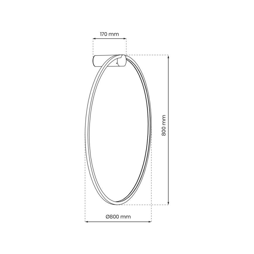Aplique de parede LED SATURNO LED/46W/230V Ø 80 cm IP44 preto
