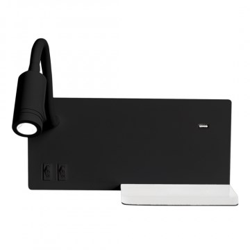 Aplique de parede LED SHELF LED/4W+LED/5W+LED/2W/230V preto
