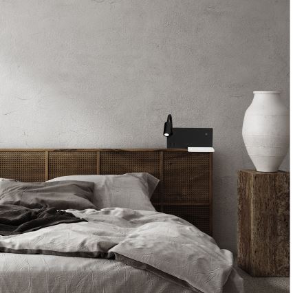 Aplique de parede LED SHELF LED/4W+LED/5W+LED/2W/230V preto