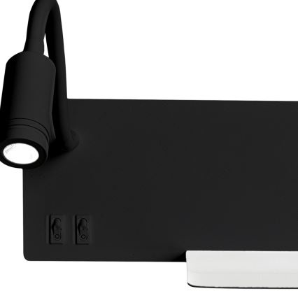 Aplique de parede LED SHELF LED/4W+LED/5W+LED/2W/230V preto