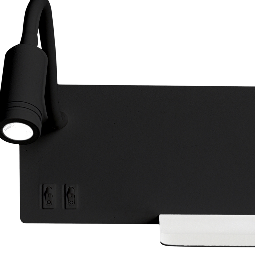 Aplique de parede LED SHELF LED/4W+LED/5W+LED/2W/230V preto