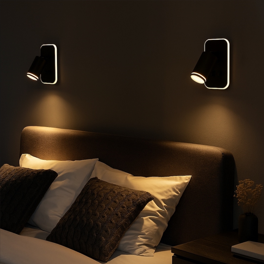 Aplique de parede LED spot PIPE 1xGU10/10W/230V + LED/6W preto