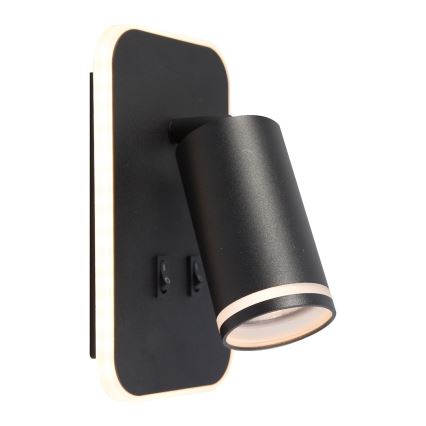 Aplique de parede LED spot PIPE 1xGU10/10W/230V + LED/6W preto