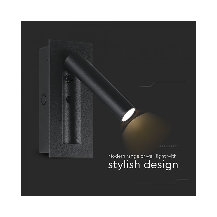 Aplique de parede LED tipo spot LED/2W/230V 3000K preto