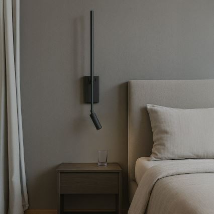 Aplique de parede LED TORCH LED/6W/230V + LED/3W preto