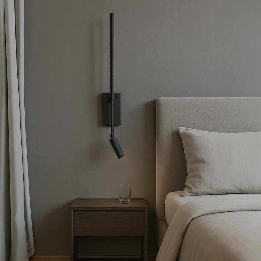 Aplique de parede LED TORCH LED/6W/230V + LED/3W preto