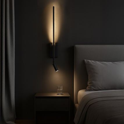 Aplique de parede LED TORCH LED/6W/230V + LED/3W preto