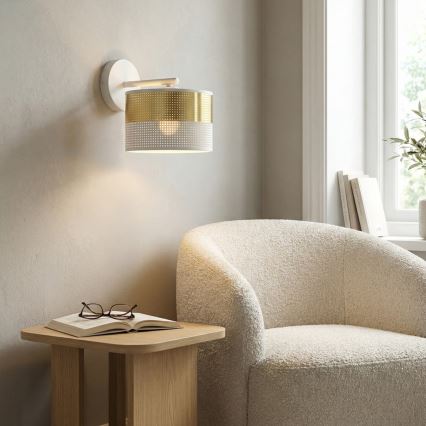 Aplique de parede LUX 1xE27/15W/230V branco/dourado