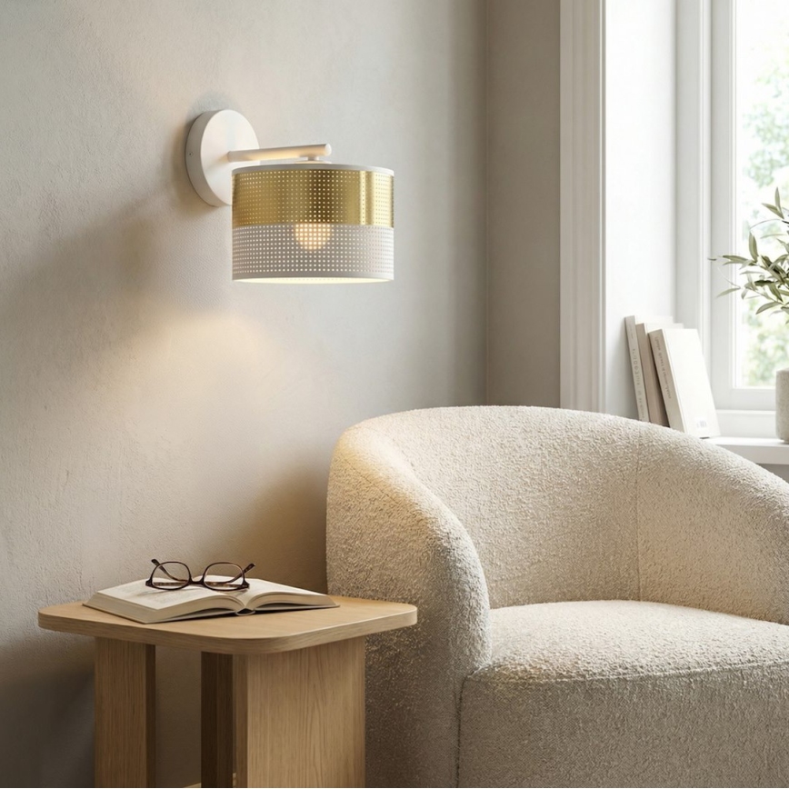 Aplique de parede LUX 1xE27/15W/230V branco/dourado