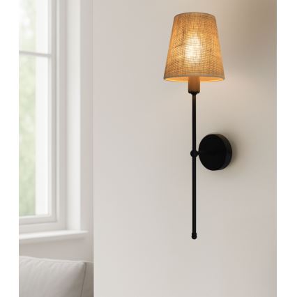 Aplique de parede MADELA 1xE14/40W/230V juta/preto