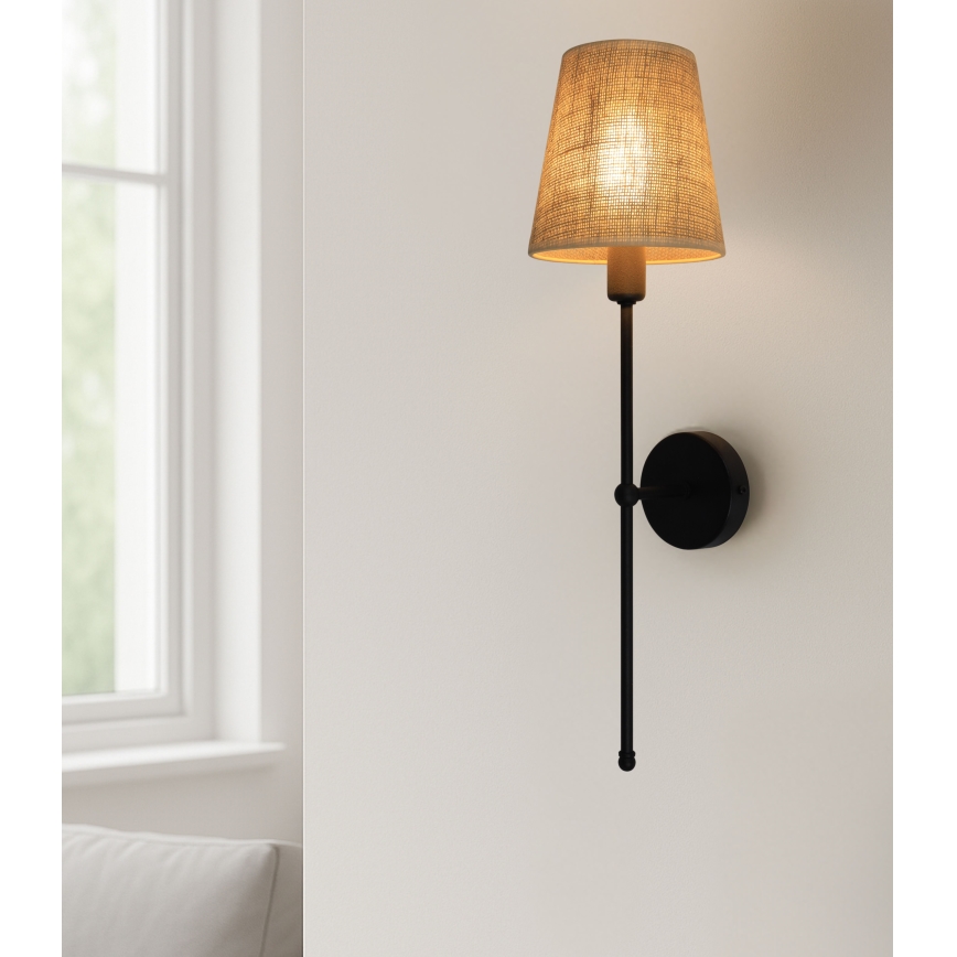 Aplique de parede MADELA 1xE14/40W/230V juta/preto