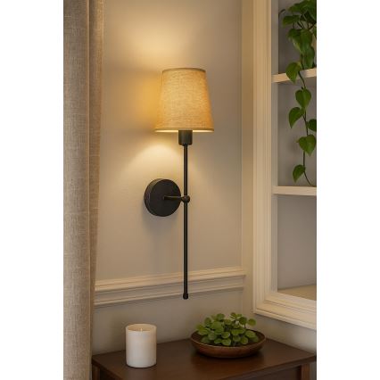Aplique de parede MADELA 1xE14/40W/230V juta/preto