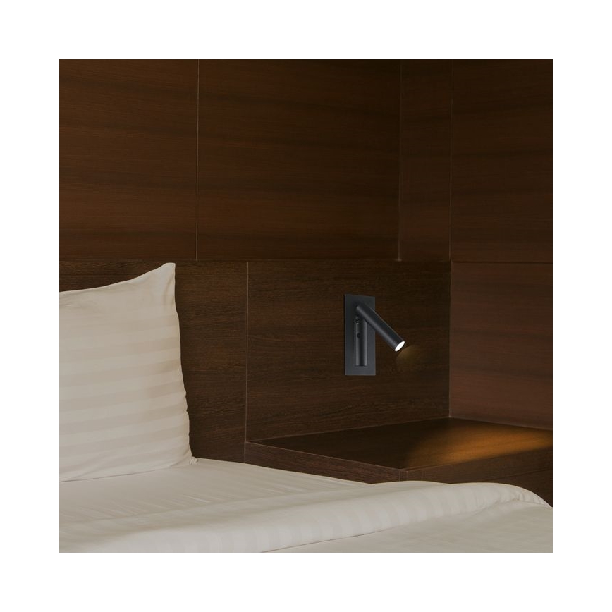 Aplique de parede orientável LED, 2W/230V, 3000K, preto