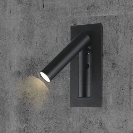 Aplique de parede orientável LED, 2W/230V, 3000K, preto
